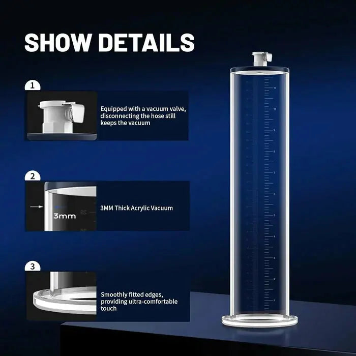 Manual Male Enhancement Pump: 9" × 2,5" kraftig manuell penispump med tryckmätare