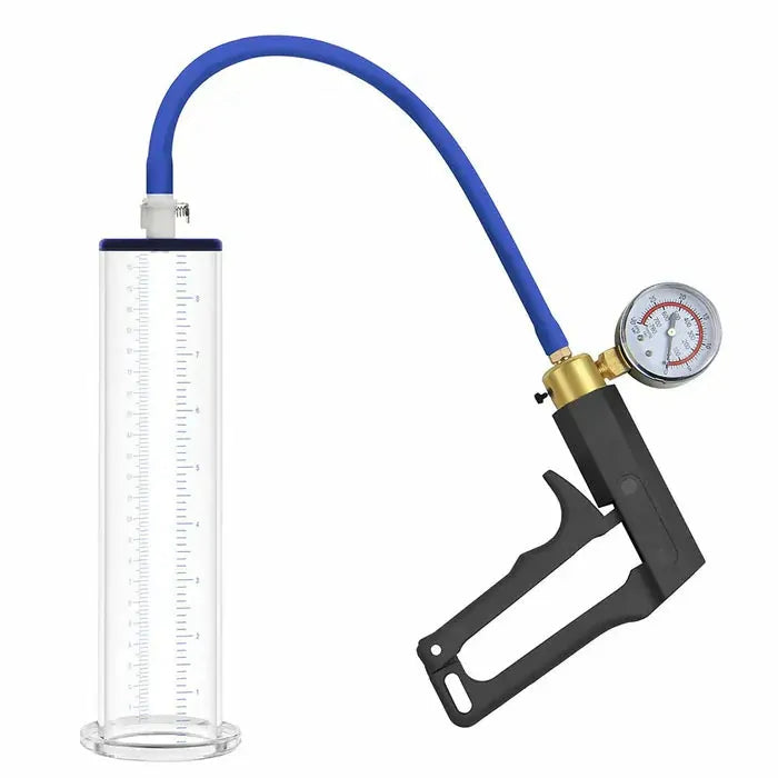 Manual Male Enhancement Pump: 9" × 2,5" kraftig manuell penispump med tryckmätare