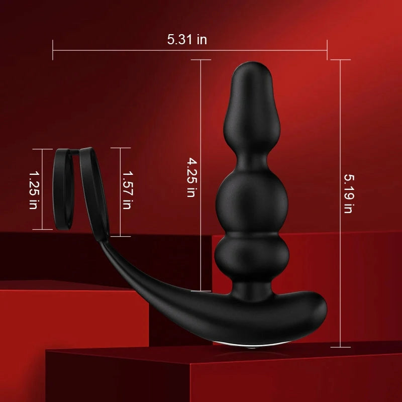 PM14: Prostatamassagerare med 9 roterande kulor, vibration & fjärrkontroll