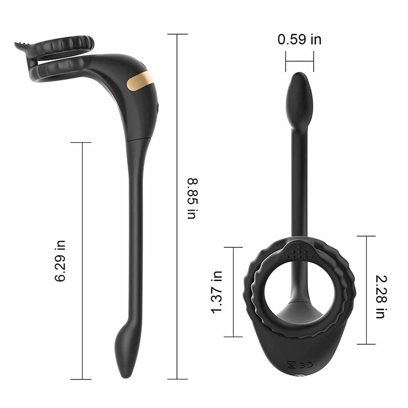 PM2: Dubbelmotor 3-i-1 prostatamassagerare med app, fjärrkontroll & 9 vibrationer