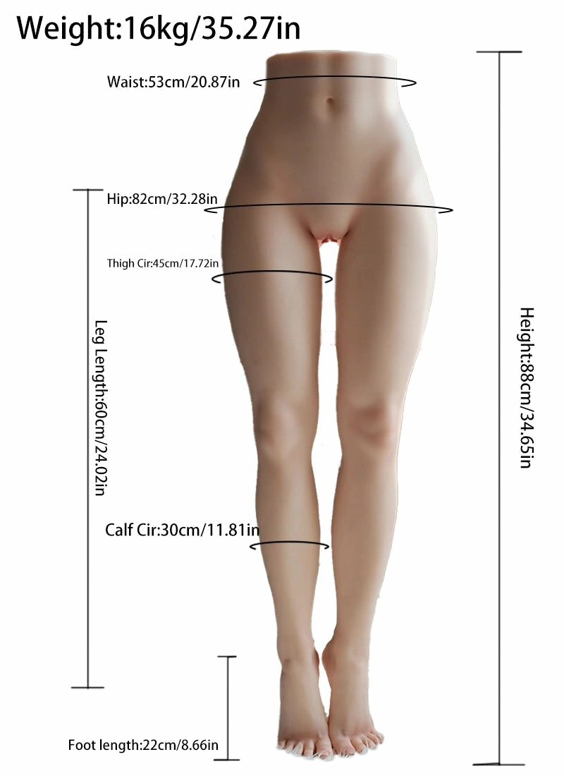 Doris: 16 kg silikon sexdocka-ben, Sluten vagina, Verklighetstrogna fötter