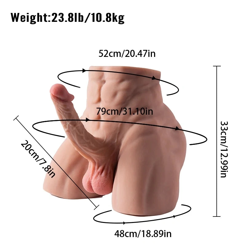 Terry: 10,8 kg TPE-manstorso, Böjbar penis, Mjuk anal