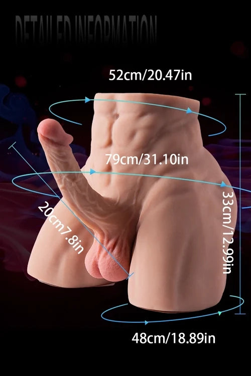 Terry: 10,8 kg TPE-manstorso, Böjbar penis, Mjuk anal