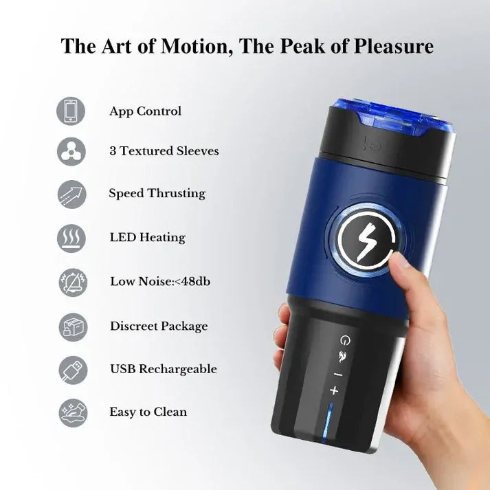 Leten ThermoPod Max: Juckande masturbator med 3 hylsor · 550 rörelser/min & 360° värme