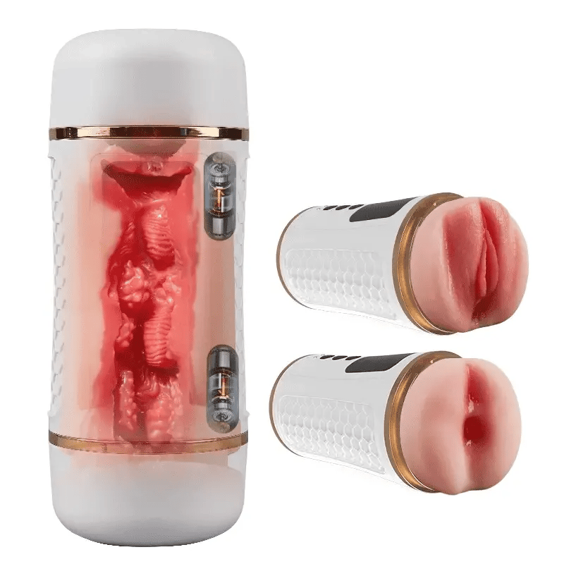 XV12: 100 % vattentät masturbator med dubbel ingång, dubbla motorer & 10 vibrationer