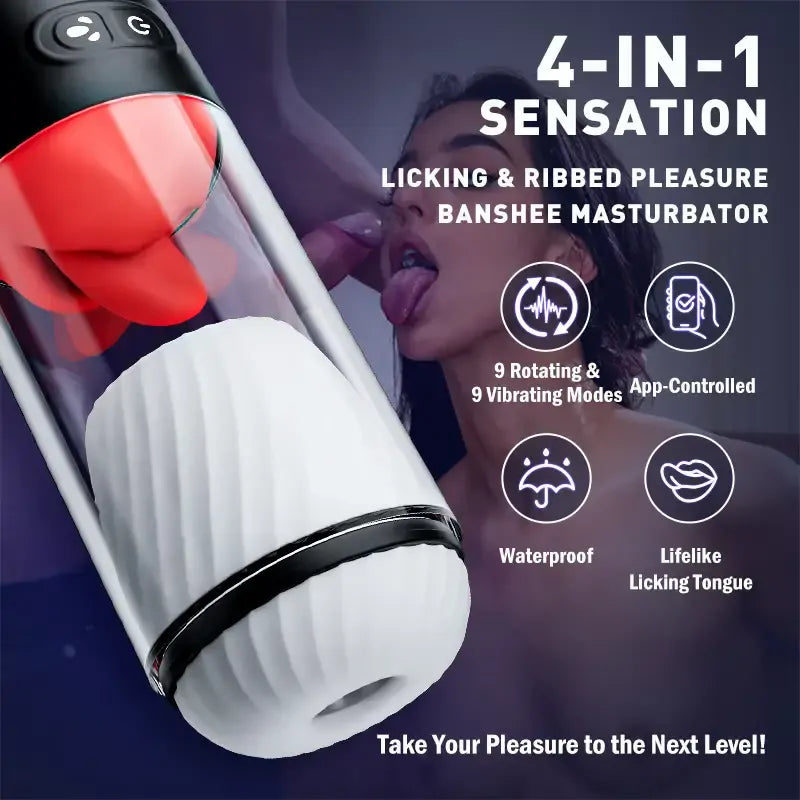 XR10: 100 % vattentät oral masturbator med 9 vibrationslägen & app