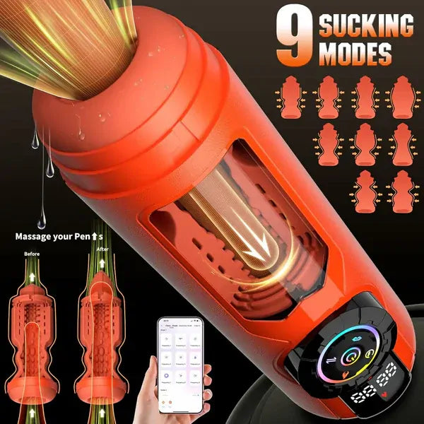 XT12: 5-i-1 automatisk masturbator med 9×9×9 lägen & 360° värme till 42°C