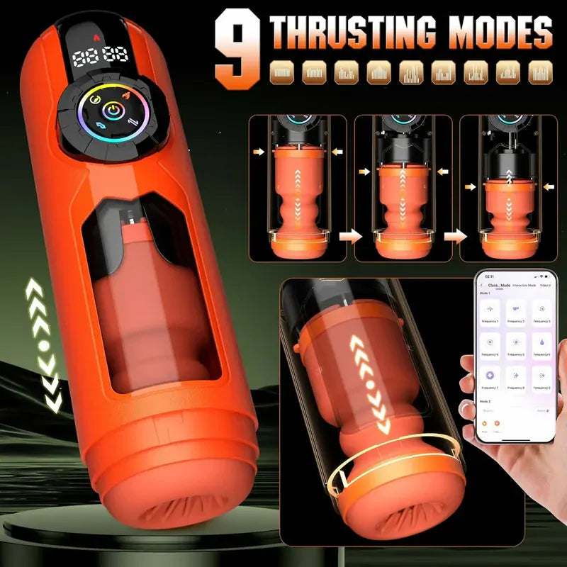 XT12: 5-i-1 automatisk masturbator med 9×9×9 lägen & 360° värme till 42°C