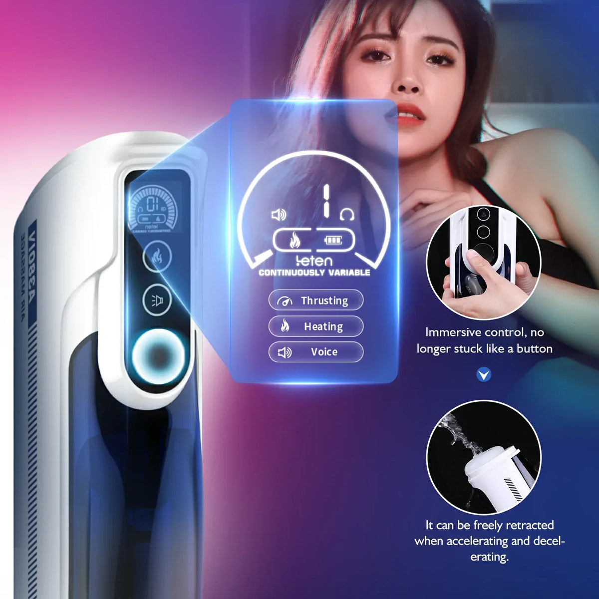 Leten A380 Pro: Juckande masturbator med gungande rörelse · 10 hastigheter & 42°C värme