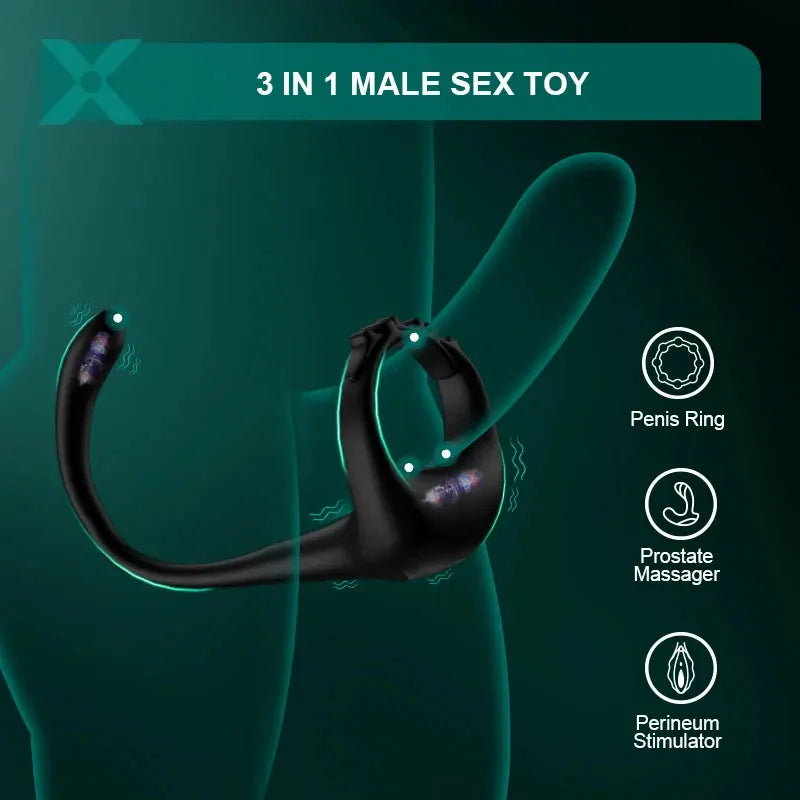 PR4: Justerbar vibrerande penisring med prostatastimulator & 10 lägen