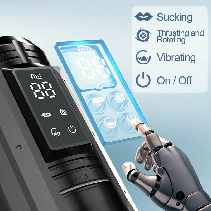 XT20: Automatisk masturbator med sug, 100 % vattentät,rotation, juckande rörelse & vibration