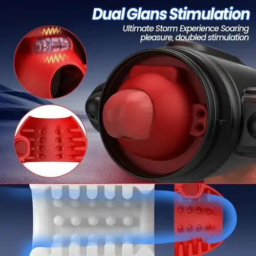 XR16: Roterande masturbator med vattenflöde, 10 vibrationer & 2-i-1-design