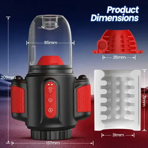 XR16: Roterande masturbator med vattenflöde, 10 vibrationer & 2-i-1-design