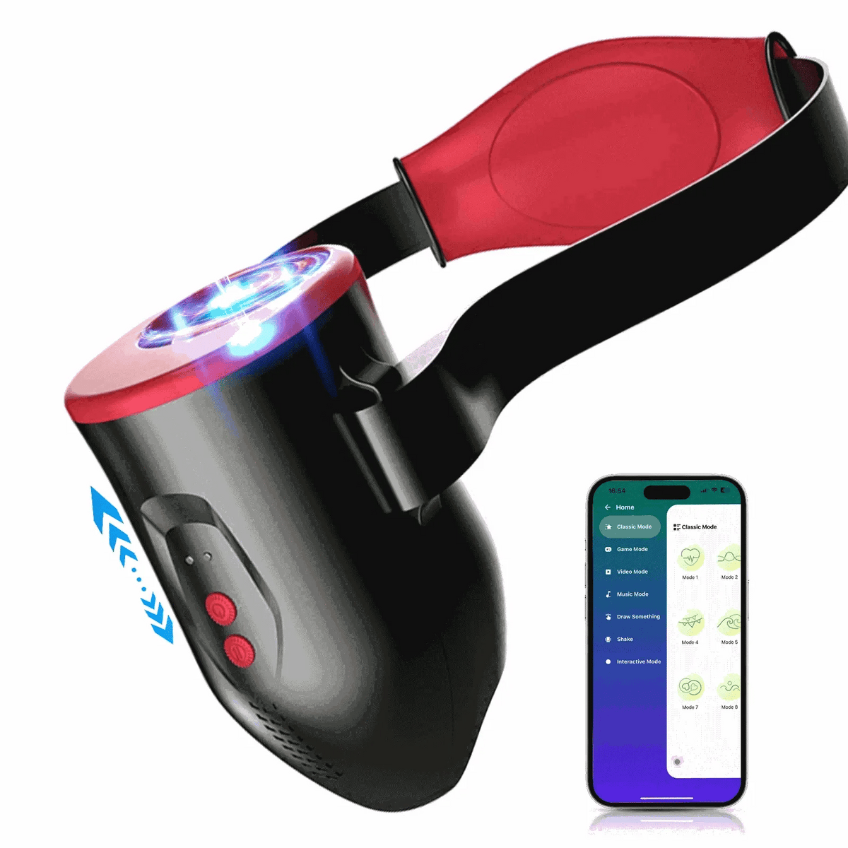 XT22: Handsfree-masturbator med justerbara remmar, 6 juckande vibrationslägen & app