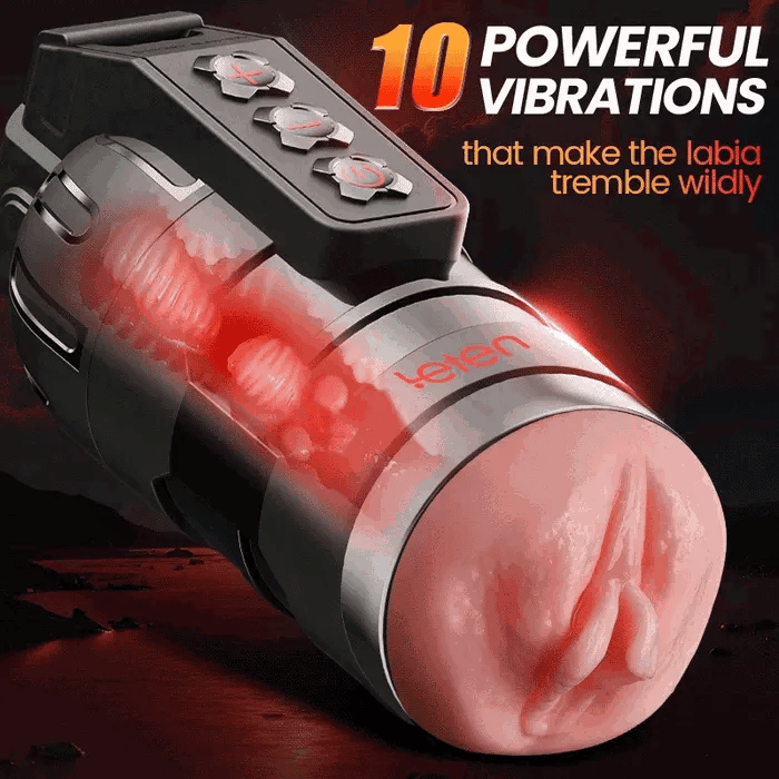 Leten Powerful Blasting: Realistisk vibrerande masturbator med 10 vibrationslägen