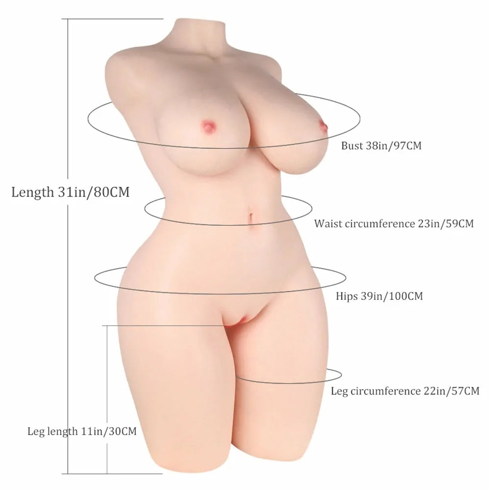 Susanna: 31 kg tung BBW sexdocka torso med 97 cm gelbröst & 100 cm höfter