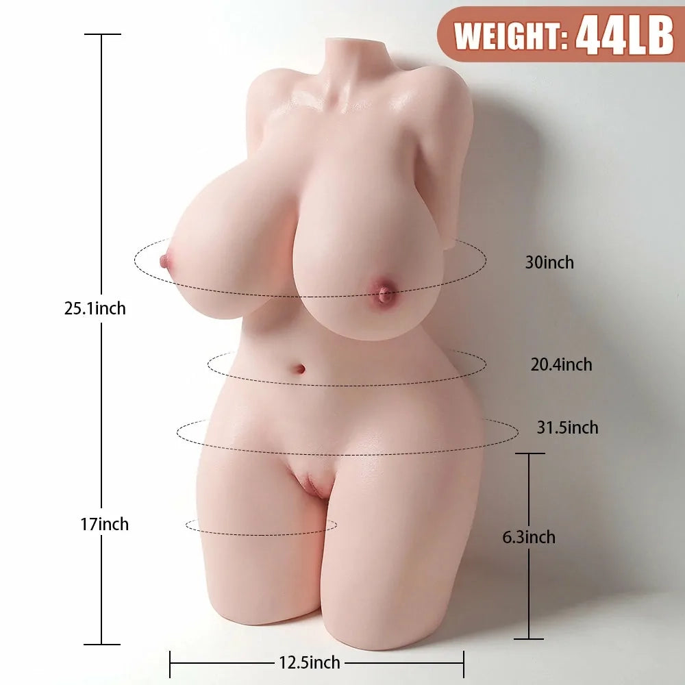 Jenny: 20 kg BBW sexdocka torso med tunga gelbröst & fylliga kurvor