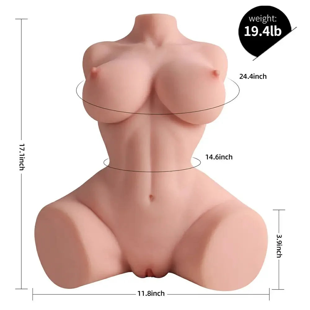 Daisy: 8,75 kg lätt sexdocka torso med mjuka gelbröst & dubbelkanal