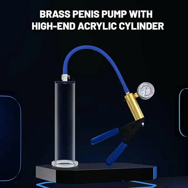 LuxaMax Manual Penis Pump: 9" × 2,5" penispump med tryckmätare & metallhandtag