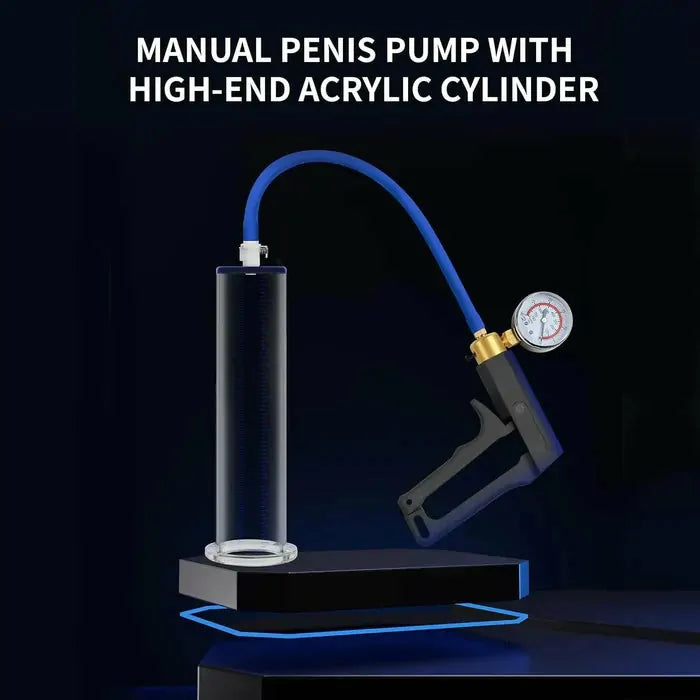 Manual Male Enhancement Pump: 9" × 2,5" kraftig manuell penispump med tryckmätare