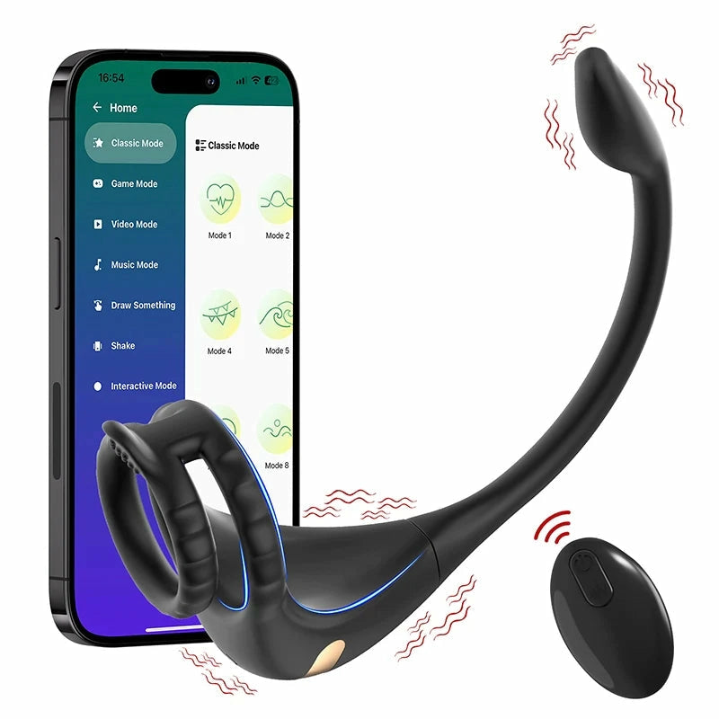 PM2: Dubbelmotor 3-i-1 prostatamassagerare med app, fjärrkontroll & 9 vibrationer
