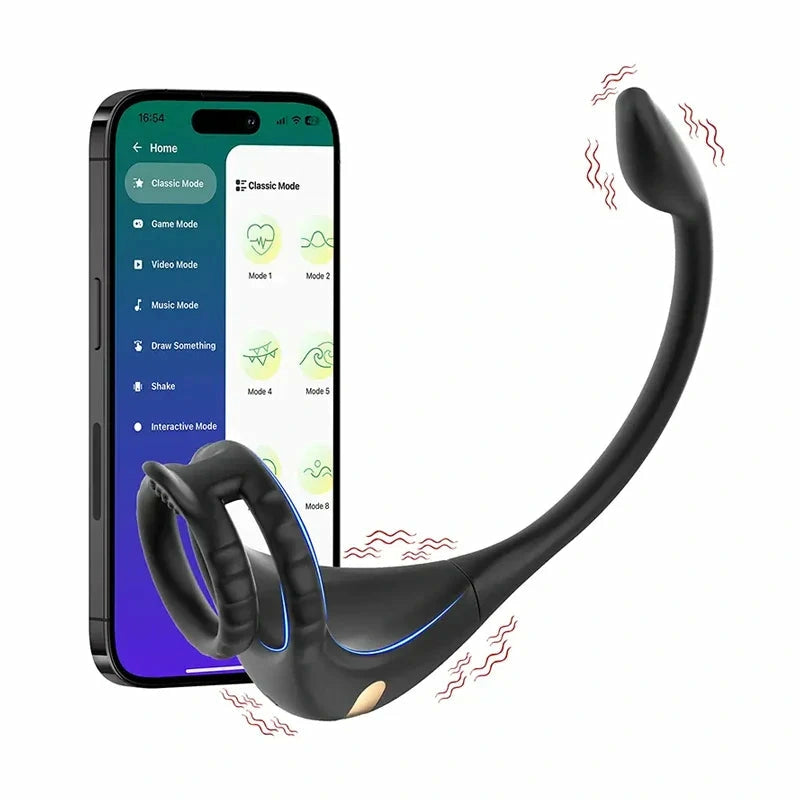 PM2: Dubbelmotor 3-i-1 prostatamassagerare med app, fjärrkontroll & 9 vibrationer