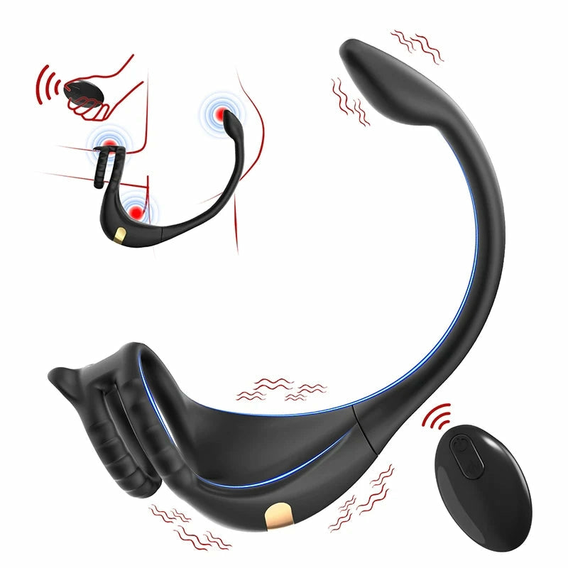 PM2: Dubbelmotor 3-i-1 prostatamassagerare med app, fjärrkontroll & 9 vibrationer