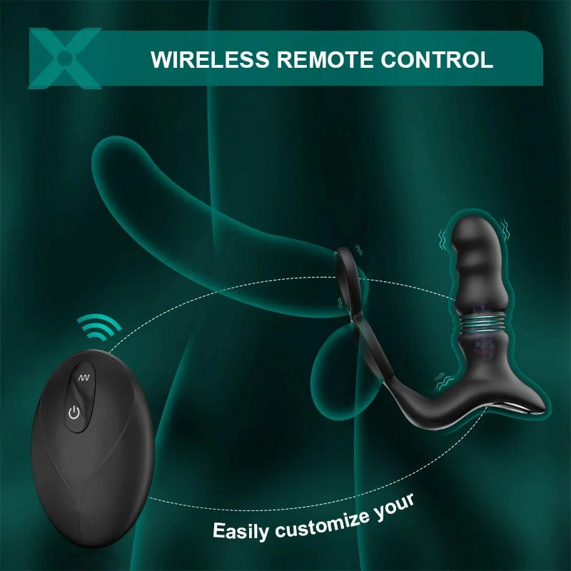 PM9: Handsfree prostatamassagerare med automatiska stötar, 9 lägen & fjärrkontroll