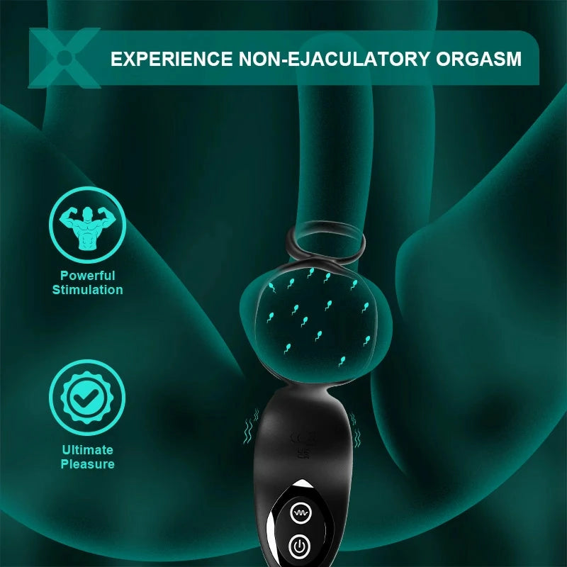 PM9: Handsfree prostatamassagerare med automatiska stötar, 9 lägen & fjärrkontroll