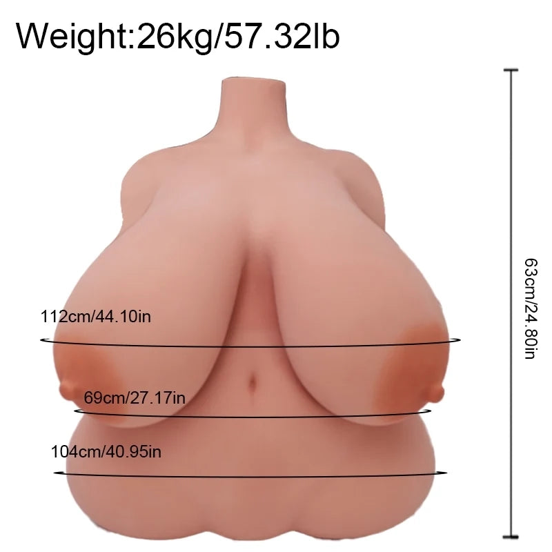 Alinda: 26 kg TPE sexdocka-torso, Enorma gelbröst, Rund rumpa