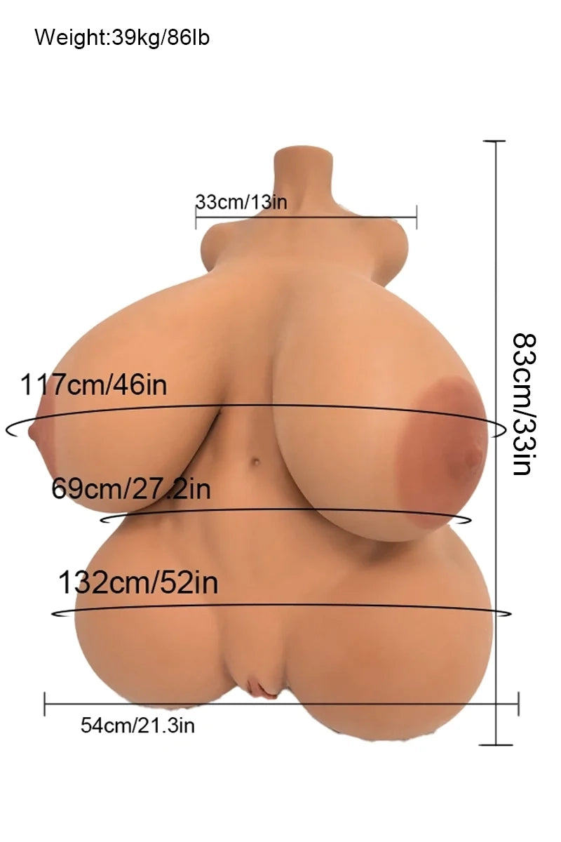 Jacob: 39 kg TPE sexdocka-torso, Enorma gelbröst, Mega BBW