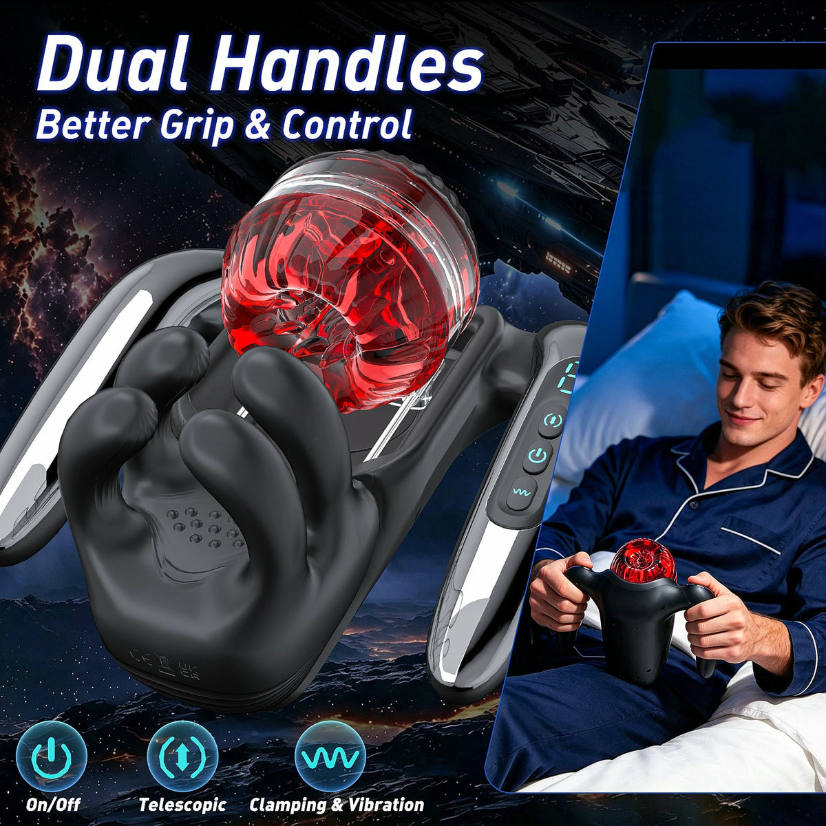 XG21 PLUS: 3-i-1 automatisk masturbator med juckande rörelse, klämgrepp & vibration