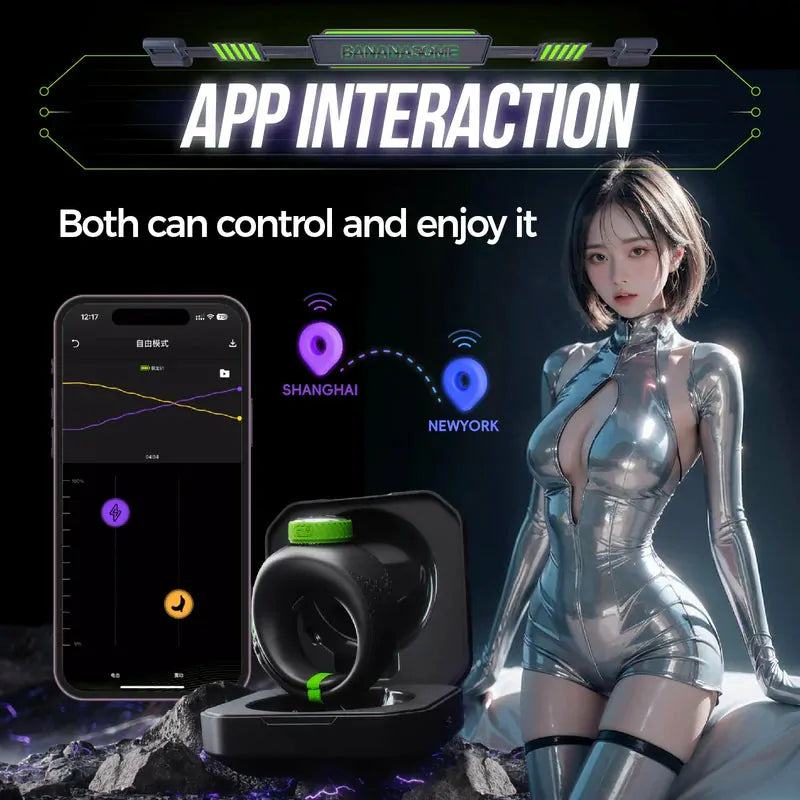PR1: Appstyrd penisring med elektrostimulering, 10 vibrationer & 6 el-lägen