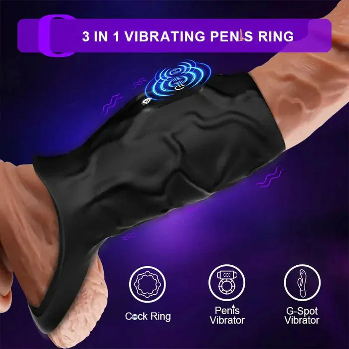 PR11: Vibrerande penisring med 6 stödringar, 10 vibrationslägen & magnetladdning