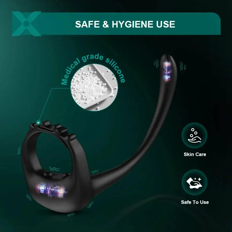 PR4: Justerbar vibrerande penisring med prostatastimulator & 10 lägen