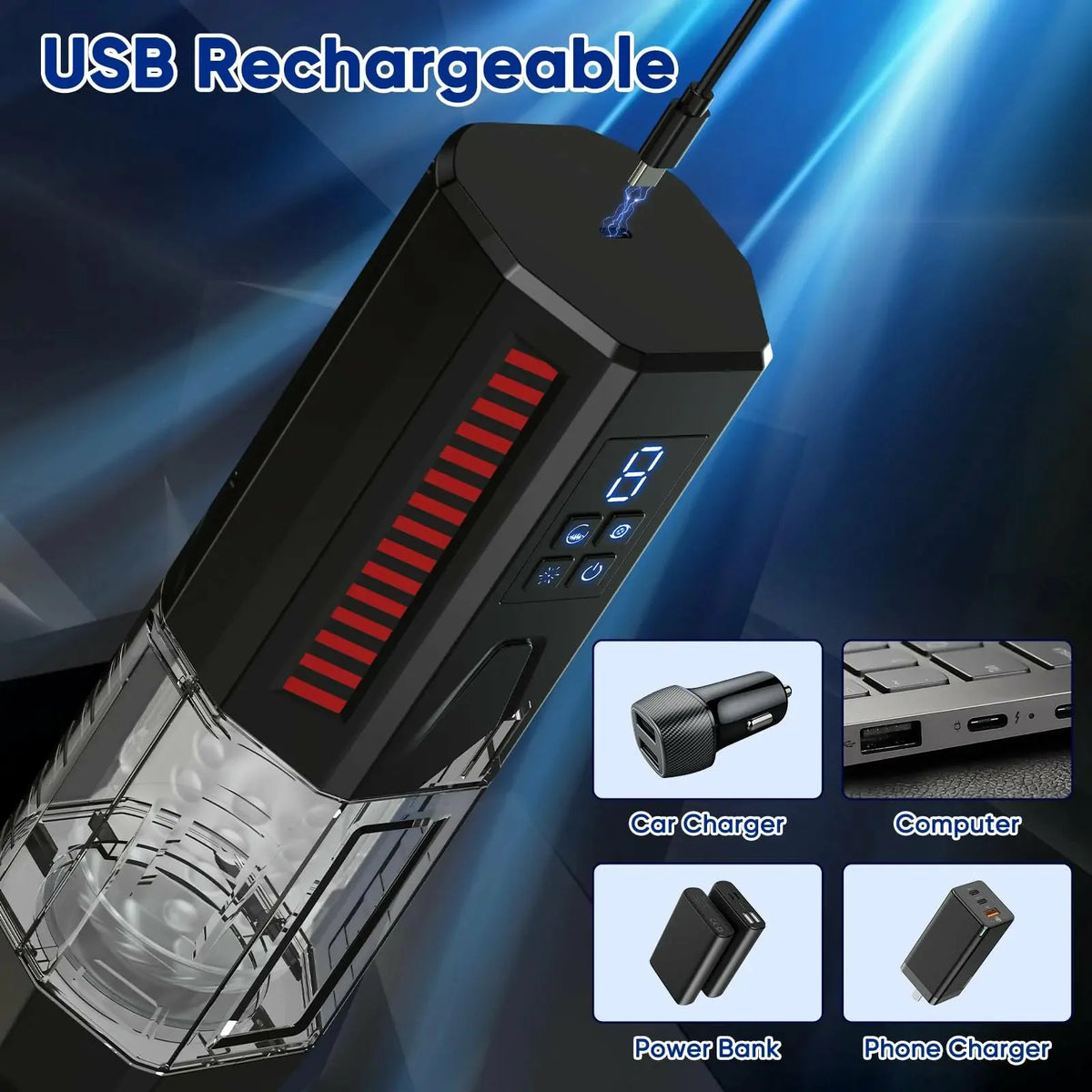XR6: Juckande & roterande masturbator med 7 vibrationer & Climax Boost