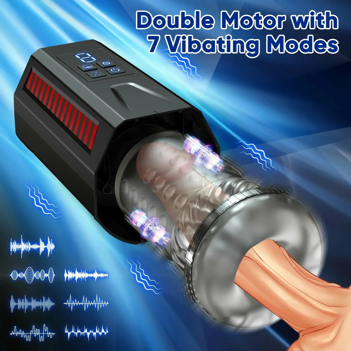 XR6: Juckande & roterande masturbator med 7 vibrationer & Climax Boost
