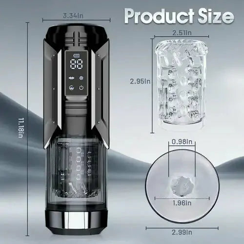 XT20: Automatisk masturbator med sug, 100 % vattentät,rotation, juckande rörelse & vibration
