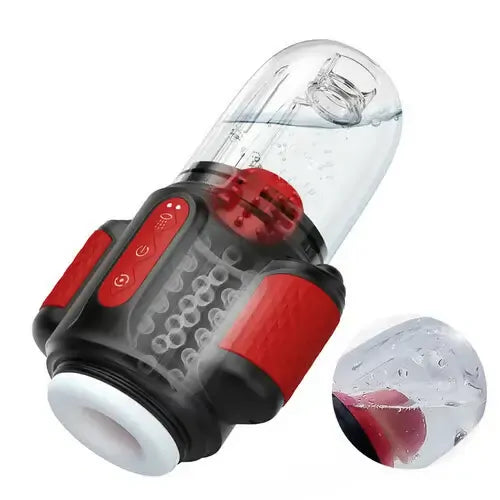 XR16: Roterande masturbator med vattenflöde, 10 vibrationer & 2-i-1-design