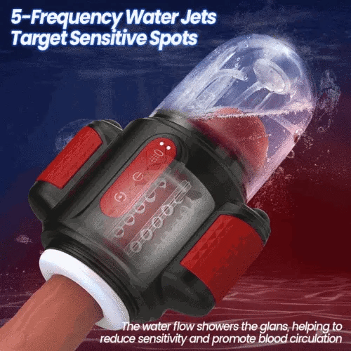 XR16: Roterande masturbator med vattenflöde, 10 vibrationer & 2-i-1-design