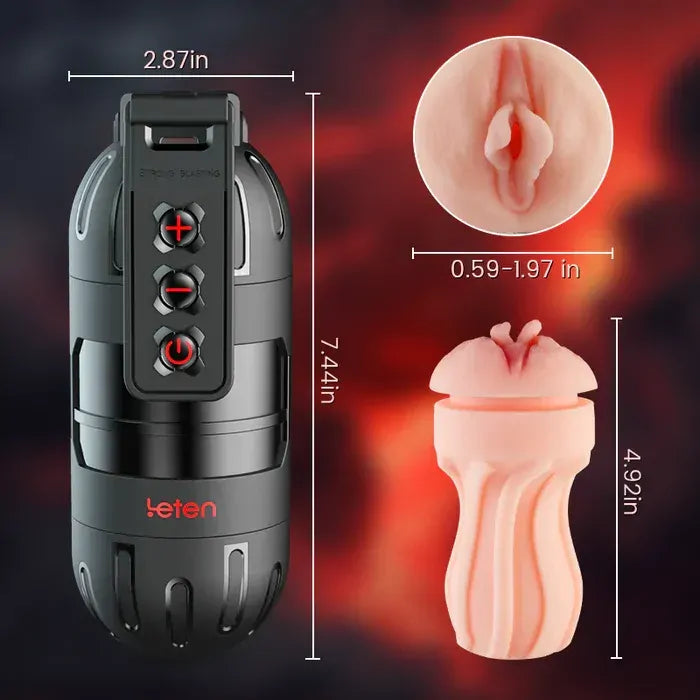 Leten Powerful Blasting: Realistisk vibrerande masturbator med 10 vibrationslägen