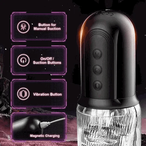 XS14 PRO: Sugande masturbator med handtag, dubbla motorer & 10 vibrationer