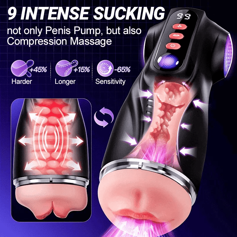 XV11: Sugande masturbator med 3 hylsor · 9 suglägen & 9 vibrationer