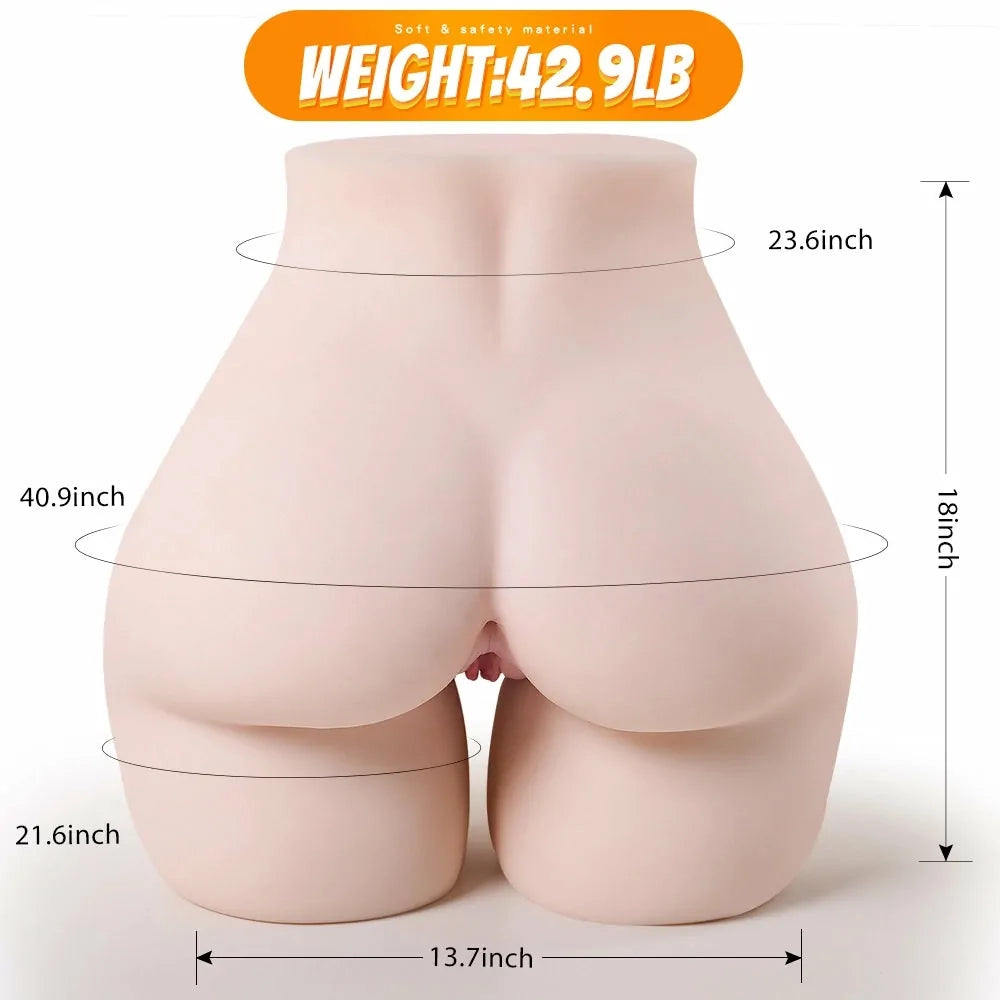 Gena: 19,45 kg BBW sexdocka torso med 103,9 cm fylliga höfter & dubbelkanal