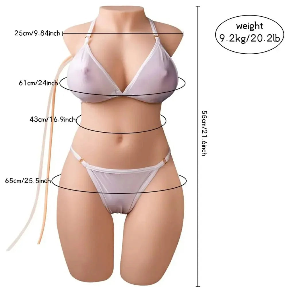 Alethea: 9,2 kg automatisk sexdocka torso med sug, vibration & fjärrkontroll