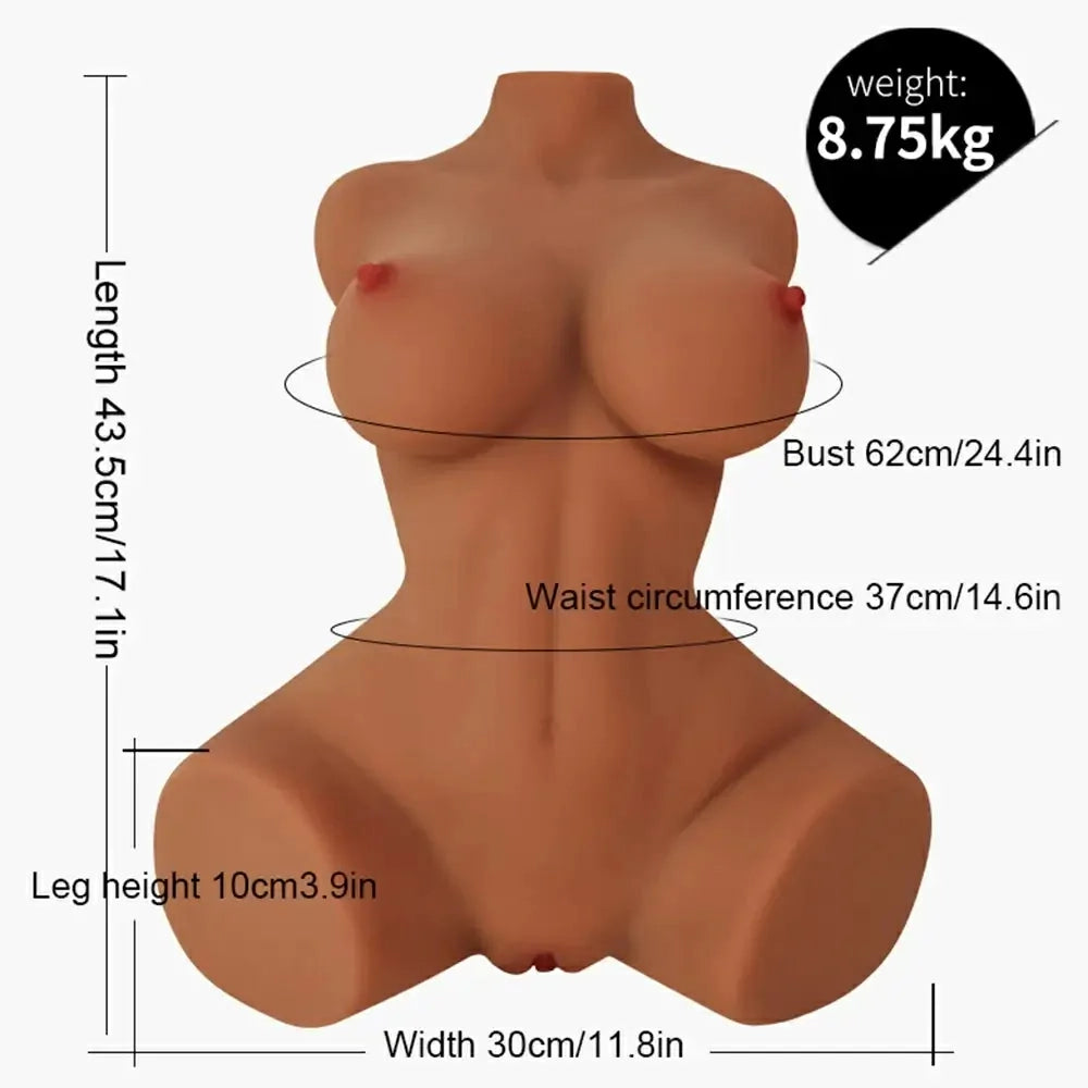 Daisy: 8,75 kg lätt sexdocka torso med mjuka gelbröst & dubbelkanal