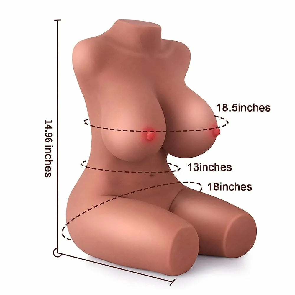 Alina: 3,1 kg ultralätt mini sexdocka torso med bröst & dubbelkanal